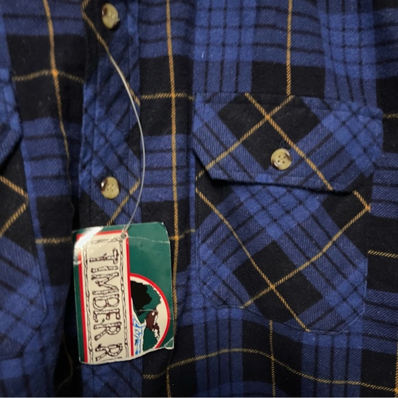 VTG FLANNEL JACKET PLAID BUTTON DOWN SHIRT BREAST POCKET INSULATED COAT BLUE MED - Picture 4 of 7